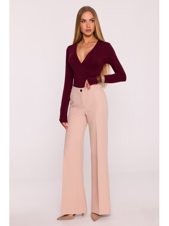 Made of Emotion Made of Emotion Spodnie materiałowe M875 Beżowy Wide Leg
