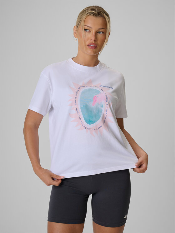 4F 4F T-Shirt FOB SUMMER Biały Loose Fit