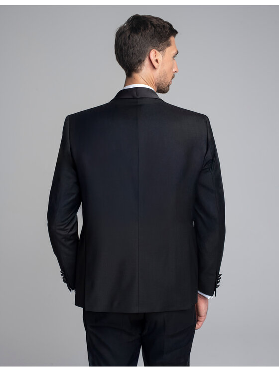 Borgio Borgio Marynarka cesaro_czarna Czarny Slim Fit