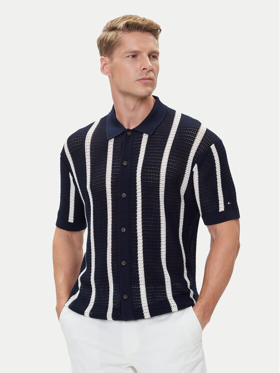 Tommy Hilfiger Tommy Hilfiger Cămașă Vertical MW0MW41225 Bleumarin Regular Fit