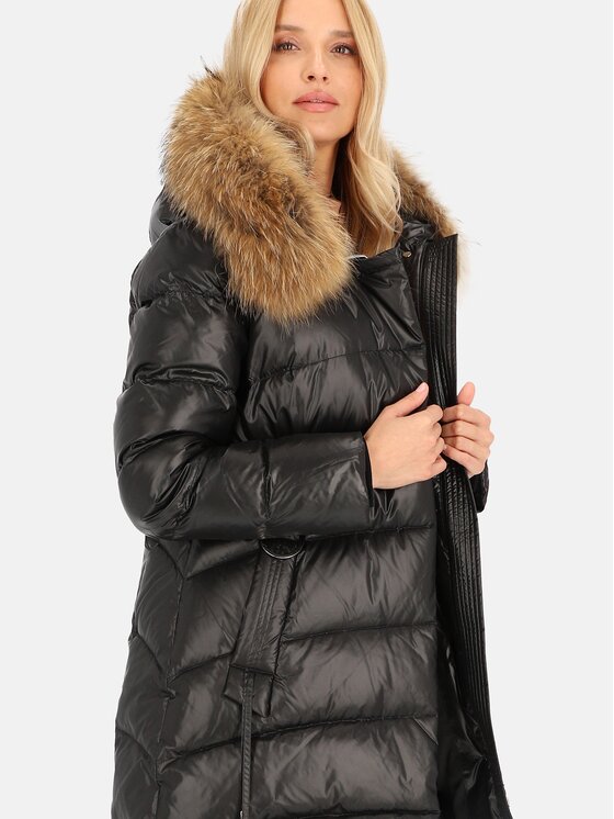 Perso Perso Kurtka damska BLH241062FXR Czarny Regular Fit