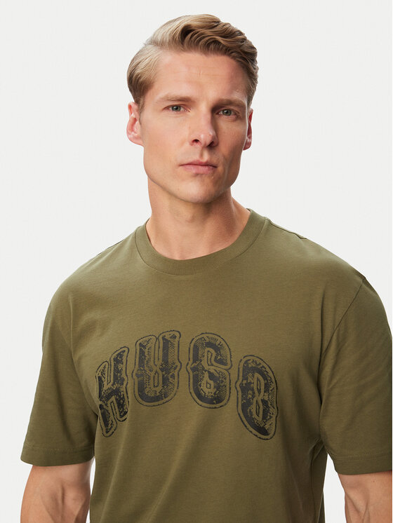 HUGO HUGO Tričko Nerpient 50566041 Kaki Regular Fit