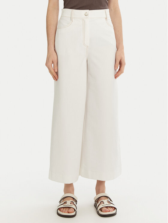 Max Mara Leisure Culottes nohavice Fausto 2516781037 Biela Regular Fit