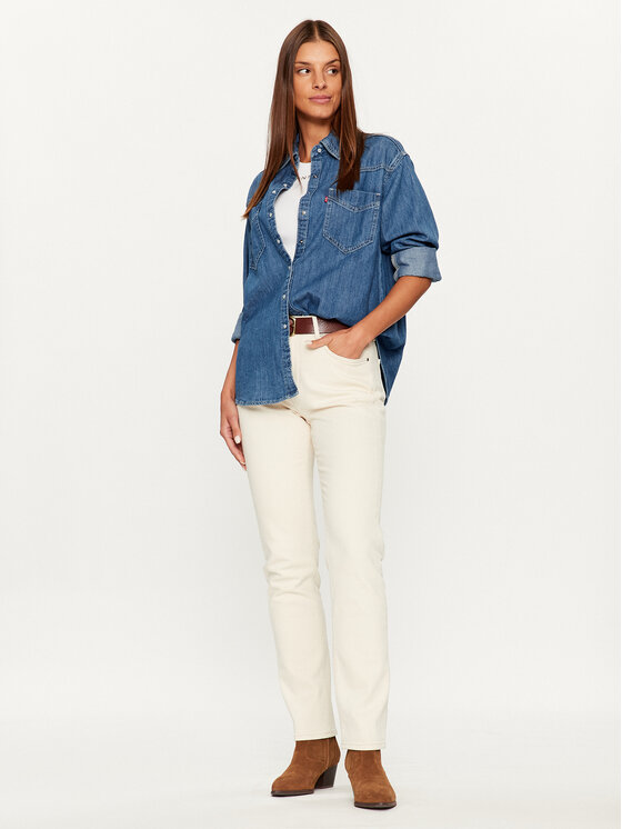 Pepe Jeans Pepe Jeans Džinsai Mary PL204164 Écru Straight Fit