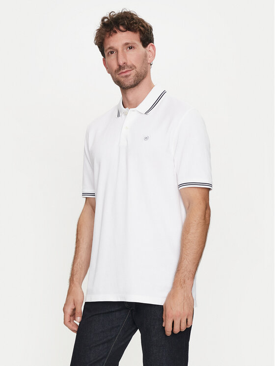 Bugatti Polo Majica 8150 55001A Bela Slim Fit