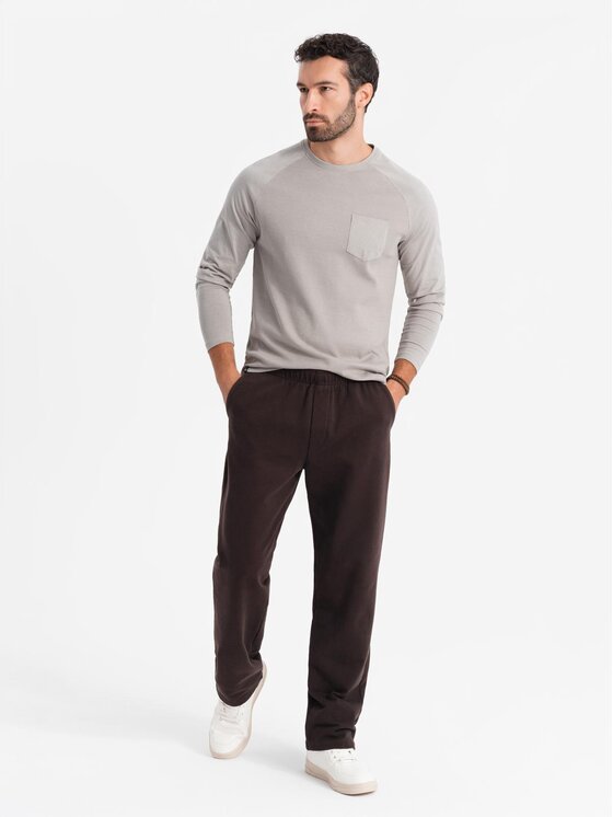 Ombre Ombre Longsleeve OM-LSCL-0109 Szary Regular Fit
