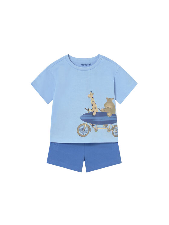 Mayoral Mayoral Set tricou și pantaloni scurți 1670 Albastru Regular Fit