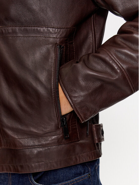 Trussardi Trussardi Кожено яке 52S00933 Кафяв Regular Fit