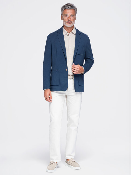 Ombre Ombre Marynarka M165 Niebieski Slim Fit