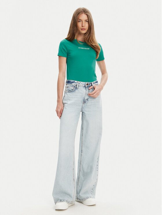 Guess Jeans Guess Jeans T-Shirt W4YI01 J1314 Zielony Slim Fit