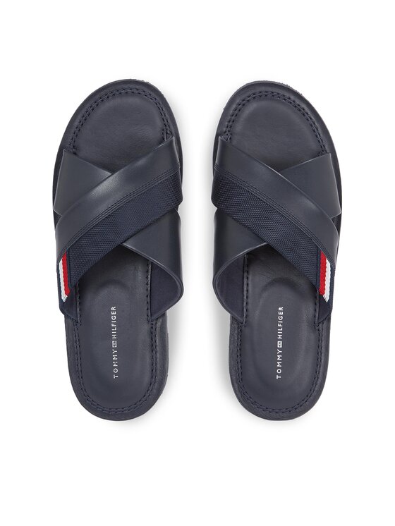 Tommy Hilfiger Tommy Hilfiger Natikače Core Hilfiger Lth Criss C Sandal FM0FM05010 Tamnoplava