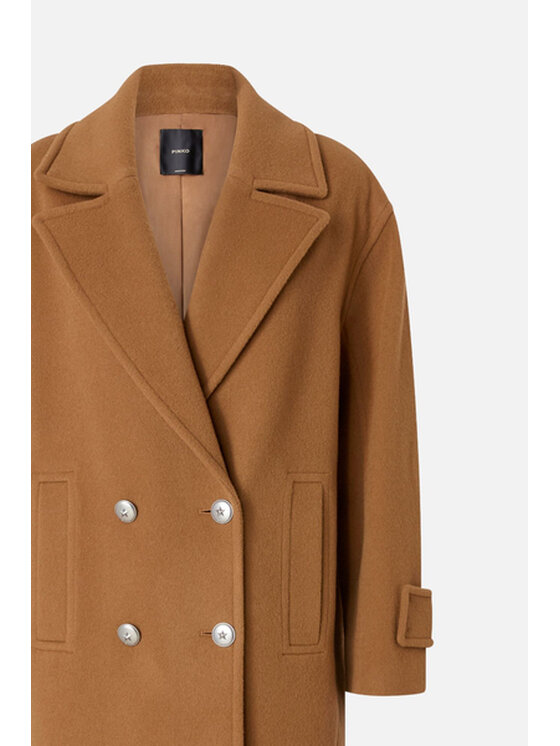 PINKO PINKO Płaszcz wełniany Camembert Brązowy Regular Fit