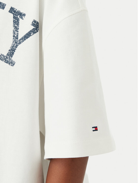 Tommy Hilfiger Tommy Hilfiger Majica Varsity WW0WW50940 Kremna Relaxed Fit