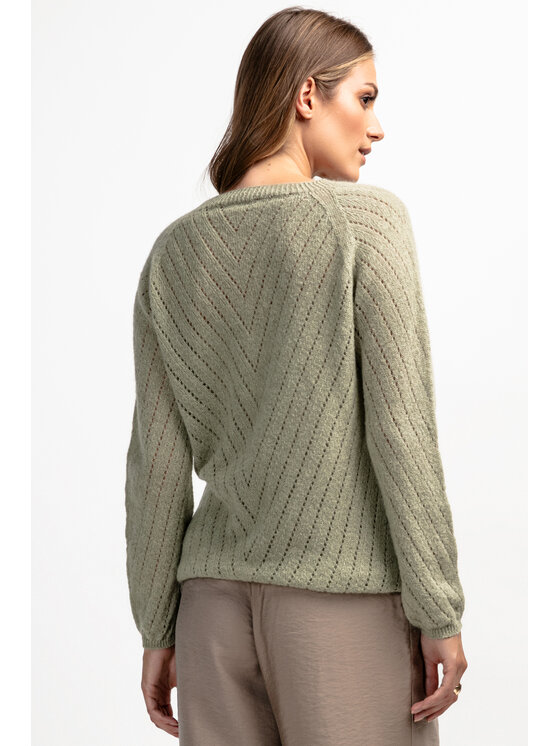 Fobya Fobya Sweter F1894 Zielony Basic Fit