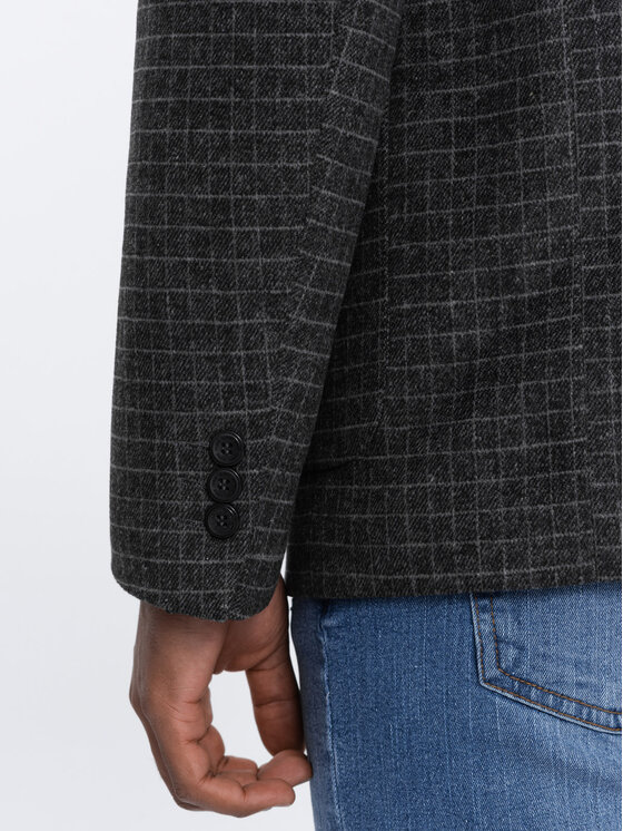 Ombre Ombre Marynarka OM-BLZB-0117 Szary Classic Fit