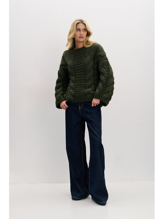 Fobya Fobya Sweter F780 Zielony Basic Fit