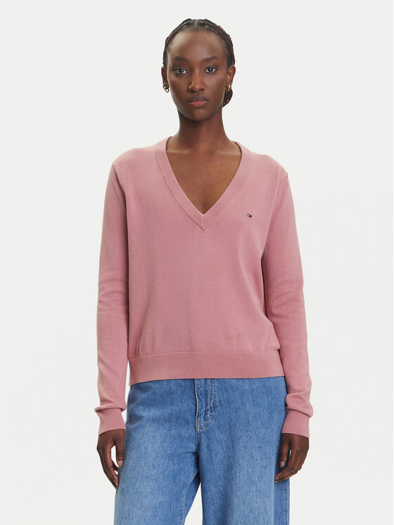 Tommy Jeans Sweter Essential DW0DW19888 Różowy Regular Fit