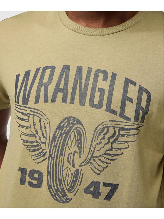 Wrangler Wrangler T-Shirt AMERICANA TEE Zielony Regular Fit