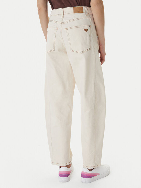 Roxy Roxy Дънки Cloudbreak Mid Sandbar ERJDP03324 Екрю Barrel Fit