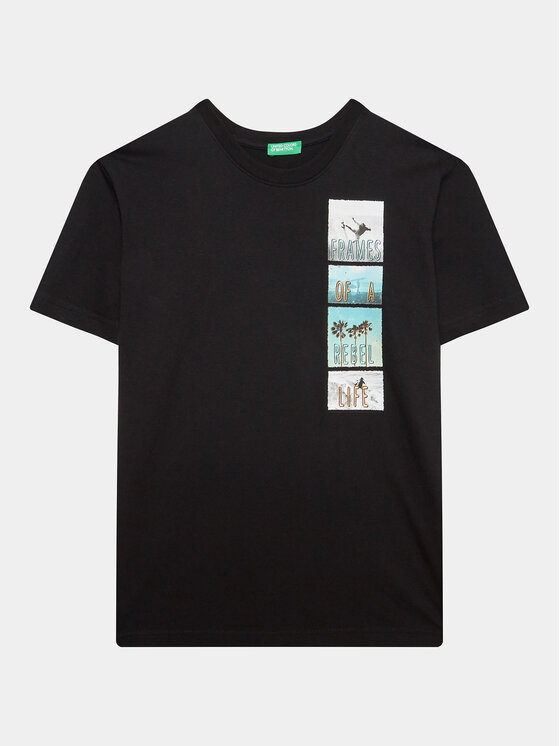United Colors Of Benetton United Colors Of Benetton T-shirt 3096C10BL Crna Regular Fit