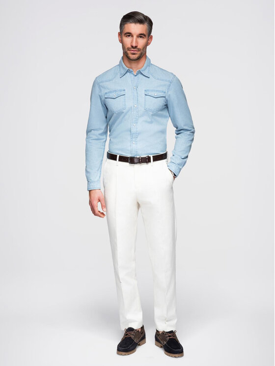 Ombre Ombre Koszula OM-SHDS-0210 Niebieski Regular Fit