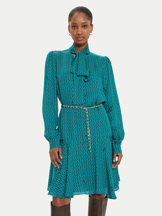 Fracomina Fracomina Rochie tip cămașă FR24WD1003W731O9 Verde Regular Fit