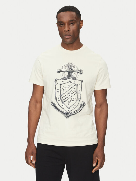 Guess Męski T-Shirt, rozmiar XXL, Beżowy, M5GI72 KBW41