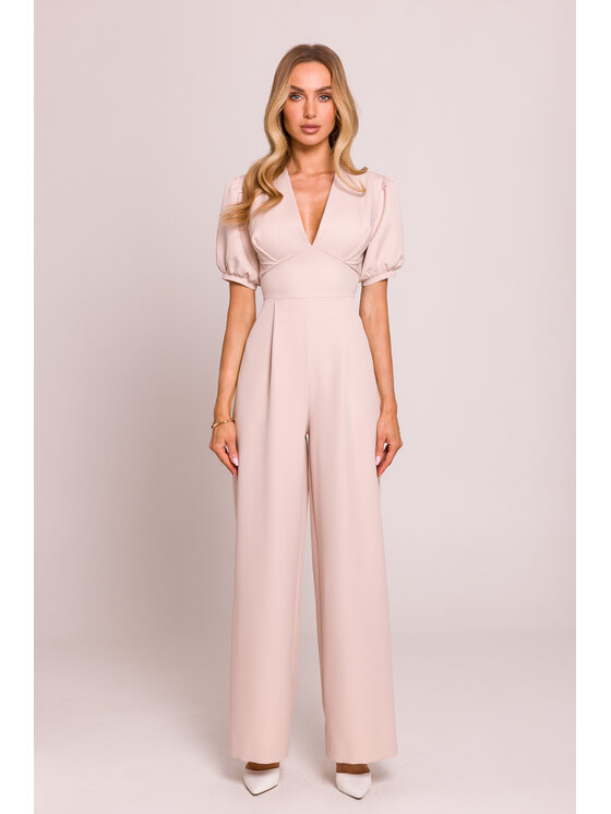 Made of Emotion Made of Emotion Jumpsuit M852 Beige Sexy Straight Fit