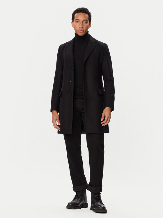 HUGO HUGO Vilnonis paltas 50569210 Juoda Slim Fit