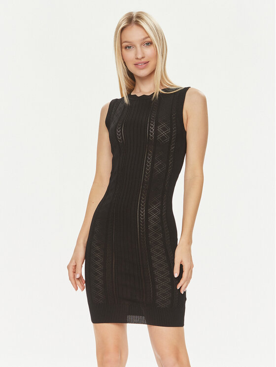 Guess Φόρεμα υφασμάτινο Es Sl Adaline W4GK11 Z2U00 Μαύρο Slim Fit