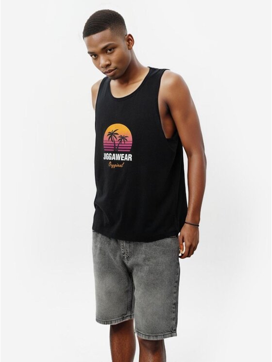 Jigga Wear Jigga Wear Tank top Tank Top Męski Czarny / Pomarańczowy Jigga Wear Vice M Czarny Regular Fit