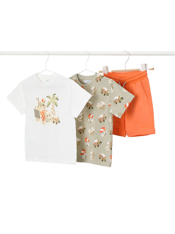 Mayoral Set 2 tricouri și pantaloni scurți 3609 Colorat Regular Fit