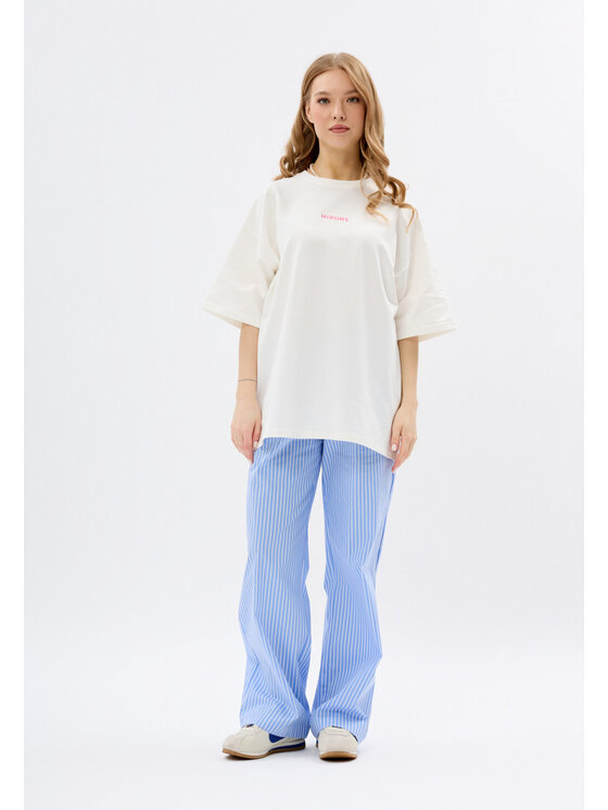 Mirons Mirons T-Shirt Print Biały Oversize