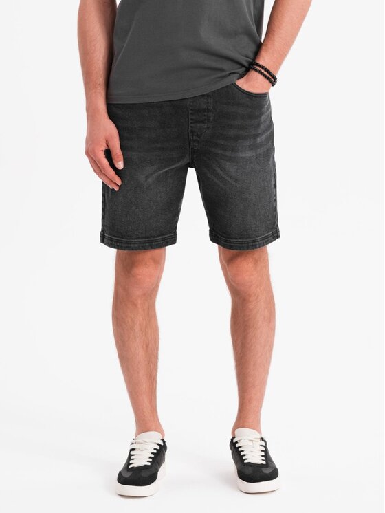 Ombre Ombre Džínové šortky OM-SRDS-0192 Černá Slim Fit