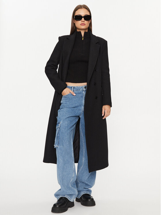 Patrizia Pepe Patrizia Pepe Gyapjú kabát 2O0119/A337-K103 Fekete Regular Fit