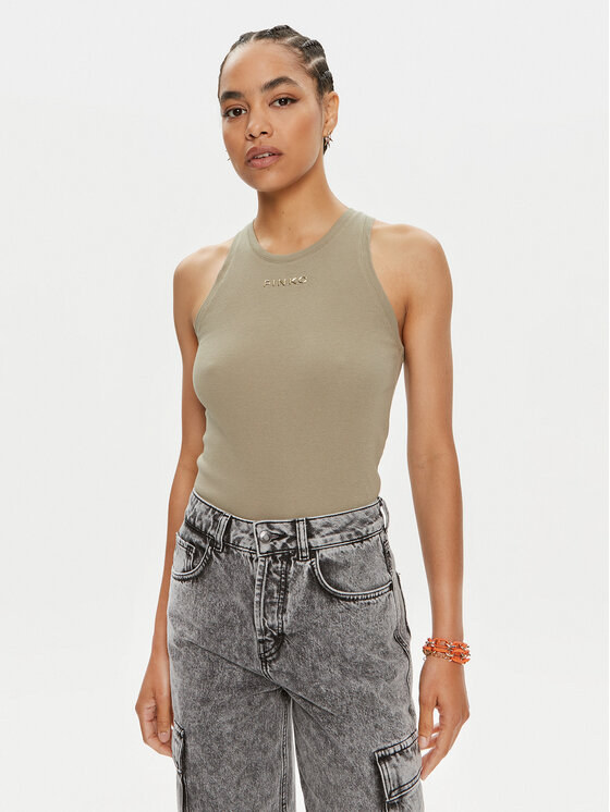 Pinko Top Distinto 100822 A15E Zelená Slim Fit
