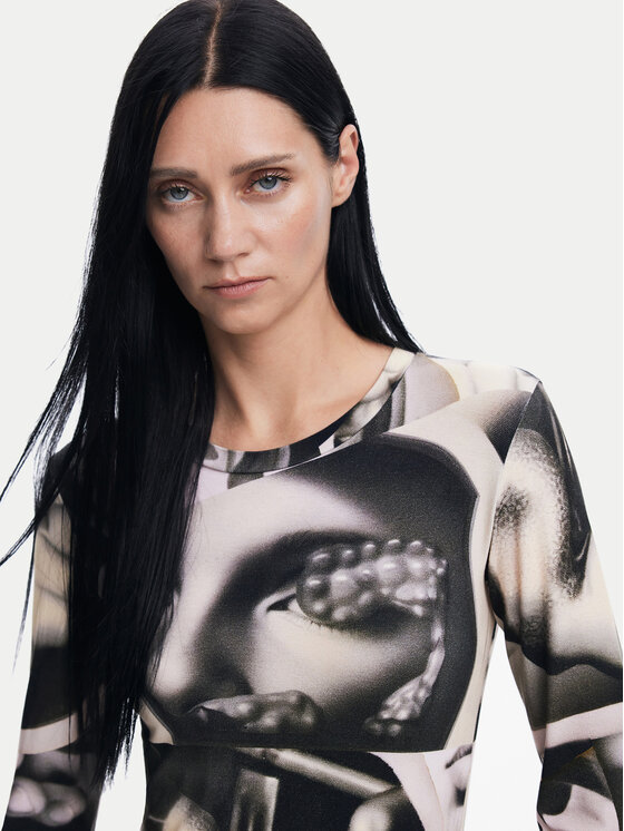 Desigual Desigual Μπλουζάκι Surrealismo 24WWTK49 Γκρι Slim Fit