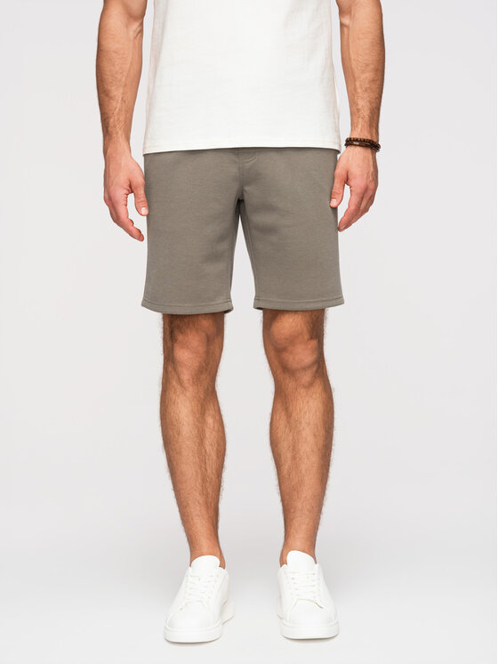 Ombre Ombre Szorty materiałowe OM-SRSK-0124 Khaki Regular Fit