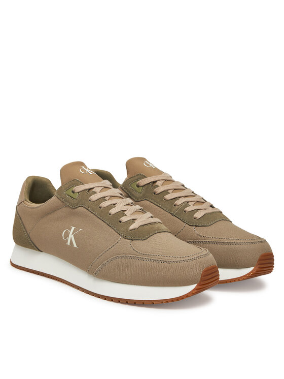 Calvin Klein Jeans Calvin Klein Jeans Snīkeri Runner Sock Laceup Mg Canvas YM0YM01217 Zaļš