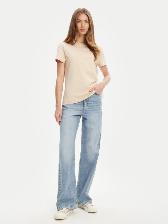 Guess Guess T-Shirt V3BI11 J1314 Beżowy Regular Fit