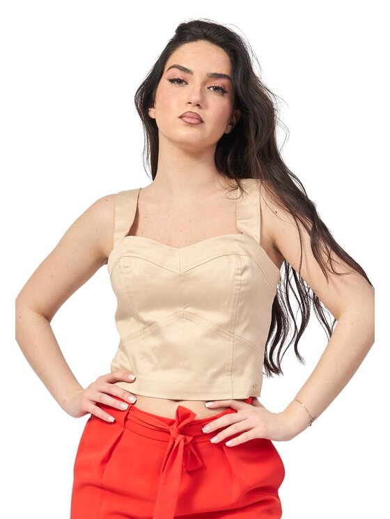 Guess Jeans Guess Jeans Τοπ Sl aurora corset Μπεζ Extra Slim Fit