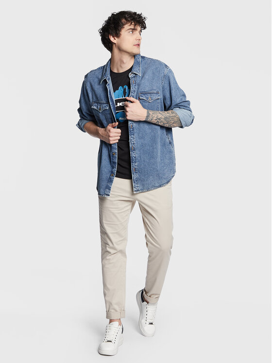 Guess Guess Marškinėliai Logo M3GI61 K9RM1 Juoda Slim Fit