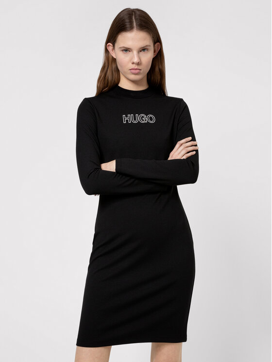 Hugo Trikotāžas kleita Dassy 50449838 Melns Slim Fit