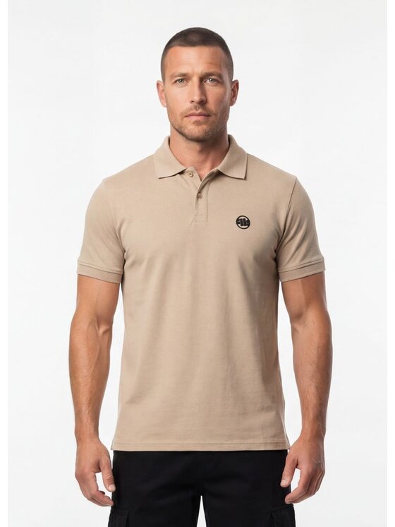 PITBULL Męskie PITBULL Polo, rozmiar S Beżowa, SMALL LOGO