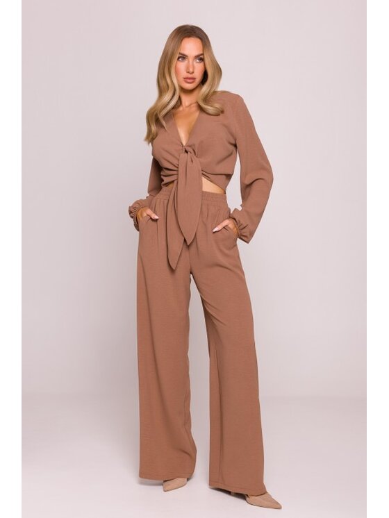 Made of Emotion Made of Emotion Spodnie materiałowe M862 Brązowy Wide Leg