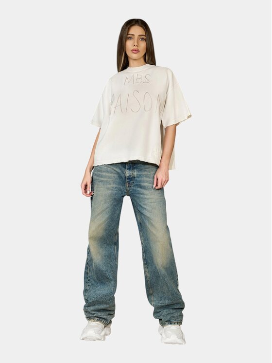 MADE BY SOCIETY MADE BY SOCIETY T-Shirt Tricou KINETIC NERVE - T27203 Beżowy Basic Fit
