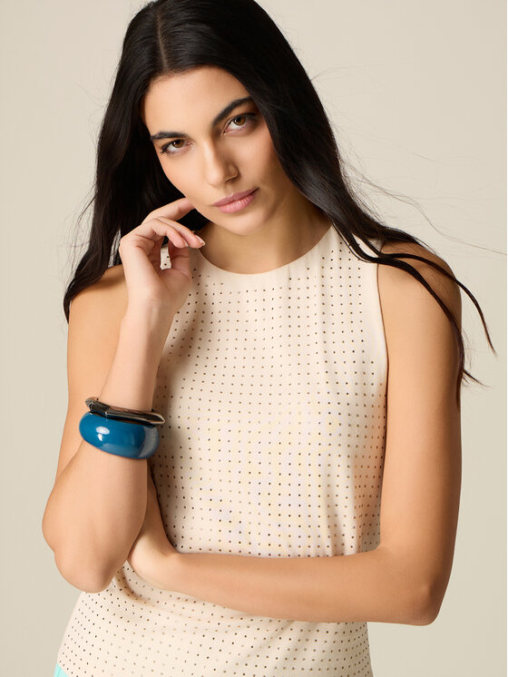 Oltre Oltre T-shirt G013J004370N013 Crema Slim Fit