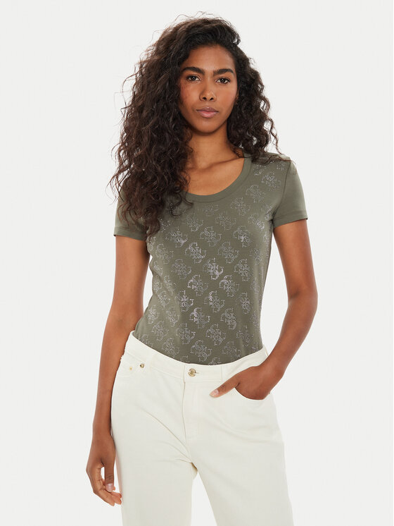 Guess Tričko W3BI53 J1314 Zelená Slim Fit
