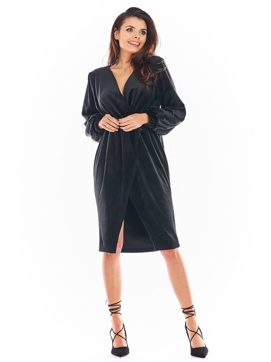 Awama Awama Vestito di maglia A406 Nero Basic Fit