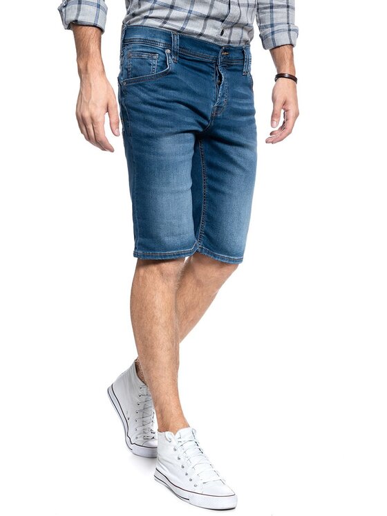 Mustang Mustang Szorty jeansowe CHICAGO SHORT Niebieski Slim Fit